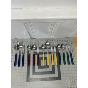 Vtg NHC Taiwan Flatware Mixed Lot 14pc Multicolor Stainless Steel Replacement